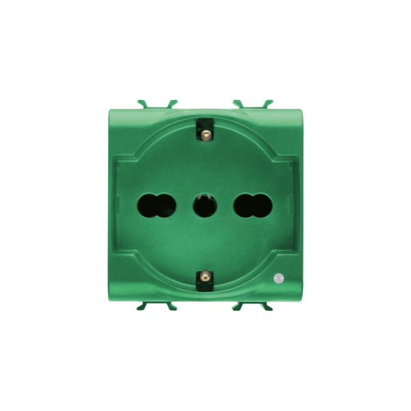 Prise 2m 2p+t 16a Biv. Std I/d Vert - Gewiss - GW10224