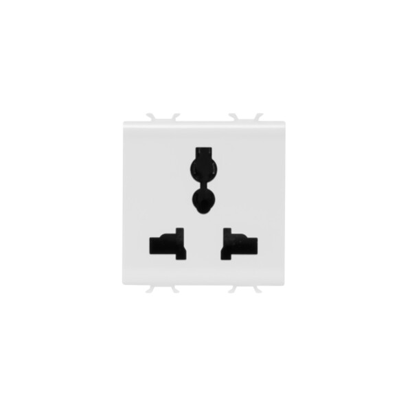 Multistandard socket-outlet 2p+e - 13 a/250 v ac - 15 a/127 v ac - 2 modules - white - chorus - Gewiss - GW10310