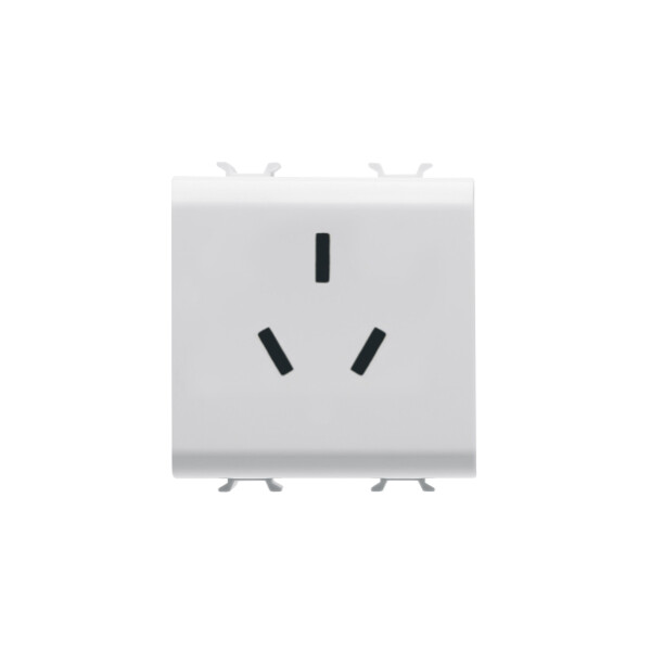 Chinese standard socket-outlet 250v ac - 2p+e 10a - 2 module - white - chorus - Gewiss - GW10391
