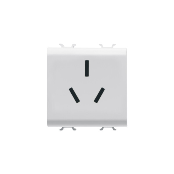 Chinese standard socket-outlet 250v ac - 2p+e 16a - 2 module - white - chorus - Gewiss - GW10392