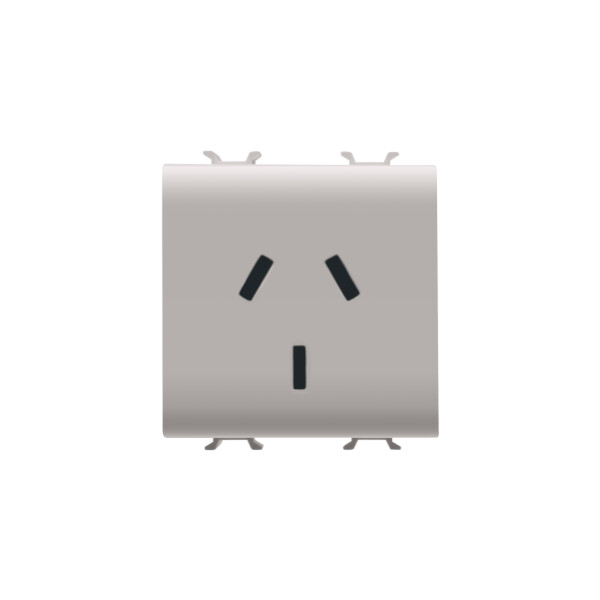 Argentinian standard socket-outlet 250v ac - 2p+e 10a - 2 modules - natural beige - chorus - Gewiss - GW13301