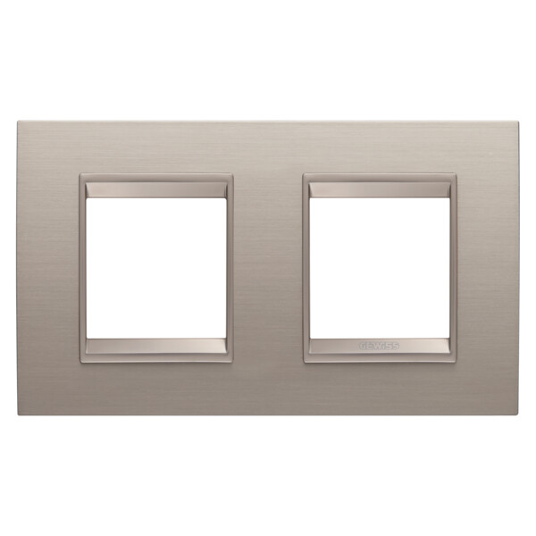 Plaque lux 2+2p h métal aluminium brossé - Gewiss - GW16223XS
