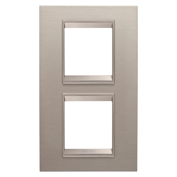 Plaque lux 2+2p v métal aluminium brossé - Gewiss - GW16224XS