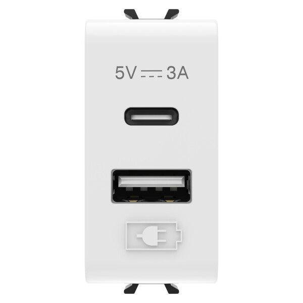 Chargeur double usb a+c 5v 3a 1m bla. - Gewiss - GW10449