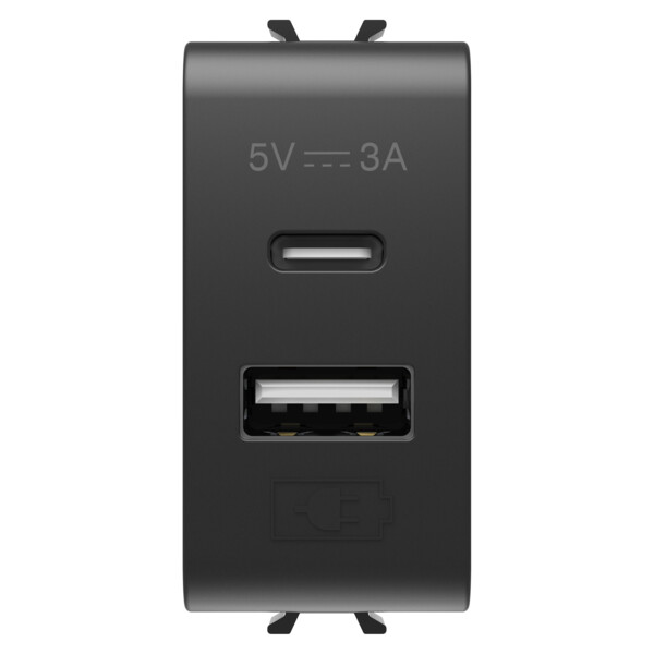 Chargeur double usb a+c 5v 3a 1m no - Gewiss - GW12449