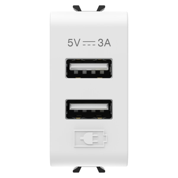 Dual usb char.a+a 5v 3a 1m bla.sat. - Gewiss - GW15447