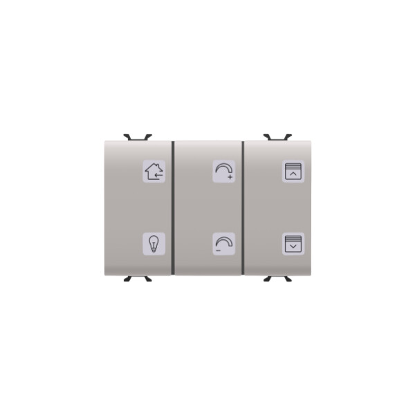 Push-button panel with interchangeable symbols - with switch actuator - knx - 6+1 channels - 3 modules - natural beige - chorus - Gewiss - GW13784A
