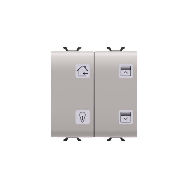 Push-button panel with interchangeable symbols - knx - 4 channels - 2 modules - natural beige - chorus - Gewiss - GW13787