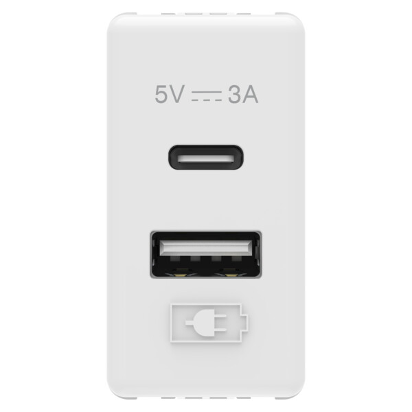 Chargeur double usb a+c 5v 3a 1m sy/bla. - Gewiss - GW20363