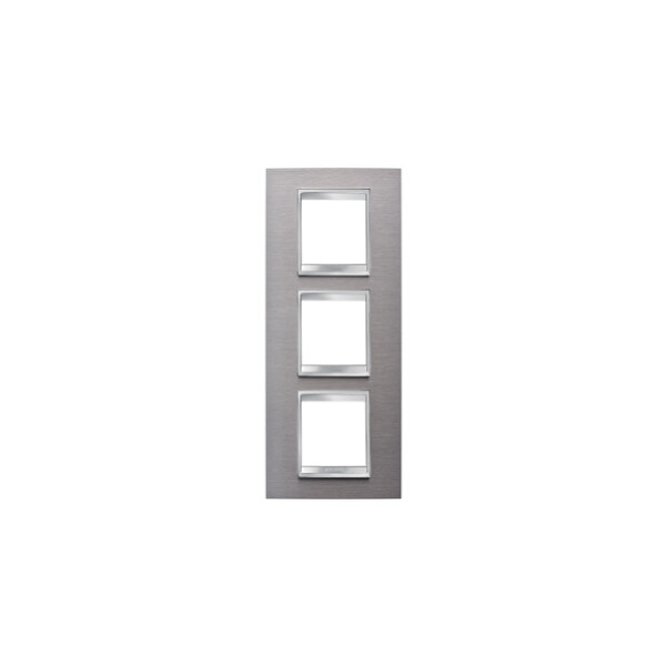 Plaque inox brossé 3 postes 2 modules vertical Gewiss - Gewiss - GW16227MI