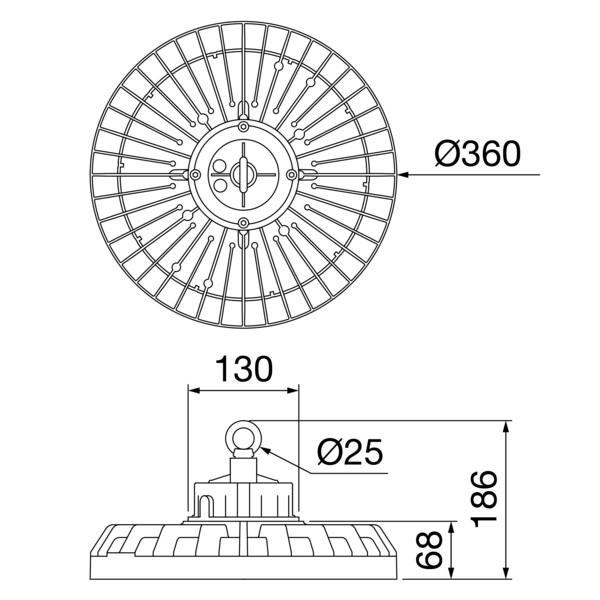 Suspension industrielle étanche LED Gewiss Elia HL M2 On/Off 120W 4000K 18000lm noir - Gewiss - GWF1000MM840