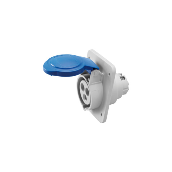 SOCLE PRISE ENCASTRER 10° HP - IP44/IP54 - 2P+T 32A 230V - BLEU - Gewiss - GW62216H