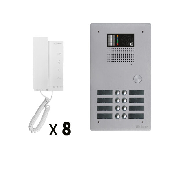 Kit 8 appels audio avec platine de rue aluminium 5mm gtv62 - Golmar - GKAG2P/208