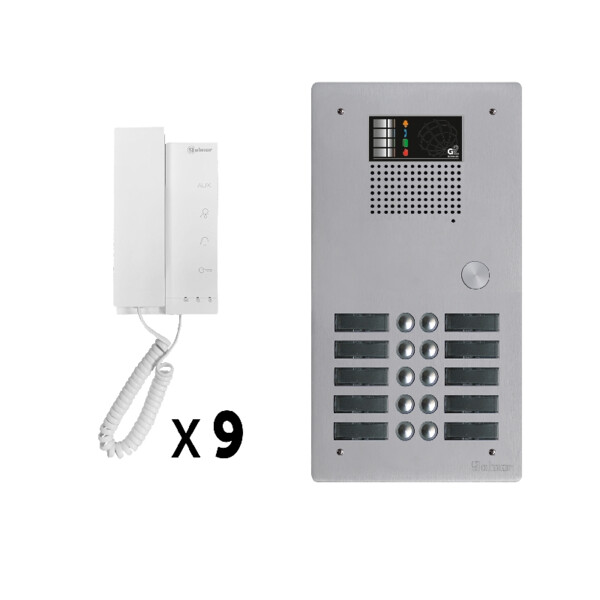 Kit 9 appels audio avec platine de rue aluminium 5mm gtv62 - Golmar - GKAG2P/209