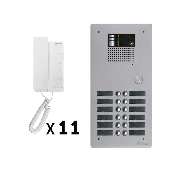 Kit 11 appels audio avec platine de rue aluminium 5mm gtv62 - Golmar - GKAG2P/211
