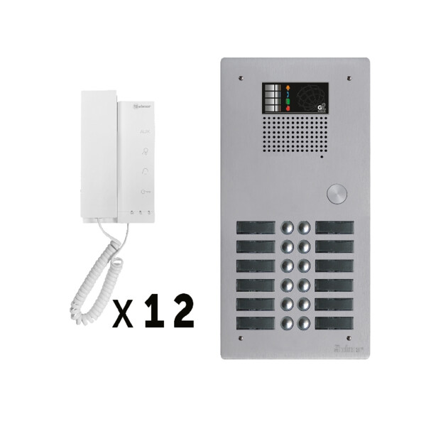 Kit 12 appels audio avec platine de rue aluminium 5mm gtv62 - Golmar - GKAG2P/212