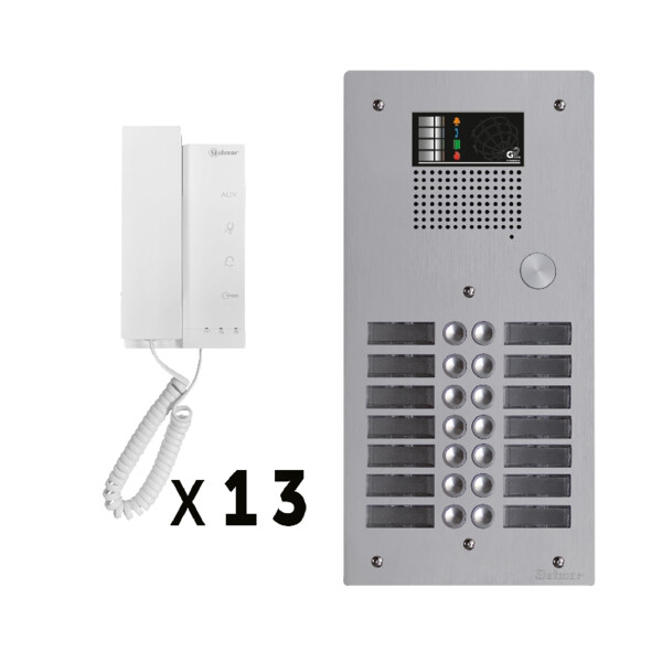 Kit 13 appels audio avec platine de rue aluminium 5mm gtv62 - Golmar - GKAG2P/213