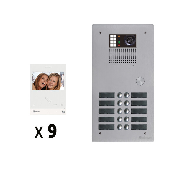Kit 9 appels vidéo avec platine de rue alu 5mm gtv62 - Golmar - GKVG2P/209