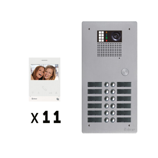Kit 11 appels vidéo avec platine de rue alu 5mm gtv62 - Golmar - GKVG2P/211
