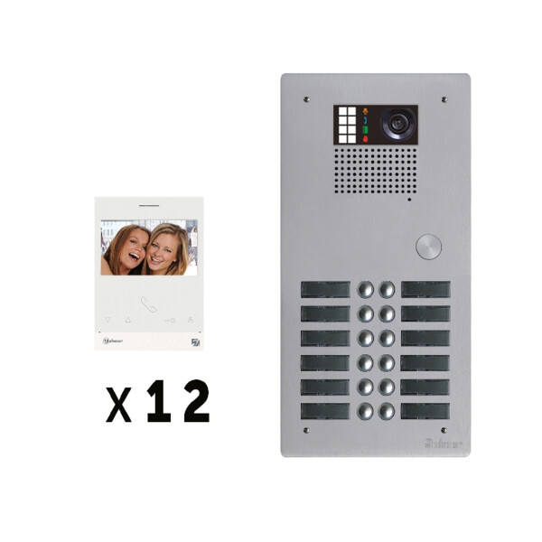 Kit 12 appels vidéo avec platine de rue alu 5mm gtv62 - Golmar - GKVG2P/212