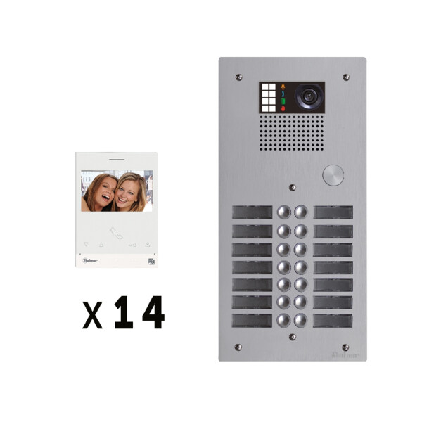 Kit 14 appels vidéo avec platine de rue alu 5mm gtv62 - Golmar - GKVG2P/214