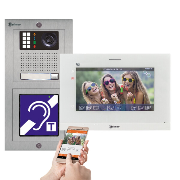 Kit vidéo erp encastré nexa inox 1 appel moniteur 7'' art7wh wifi (bm + mémoire) - Golmar - GNXERP/ART7WH
