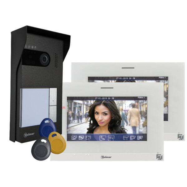 Kit vidéo soul 2 appels avec moniteurs art7h (bm + mémoire + contrôle accès) - Golmar - GS5220/ART7H