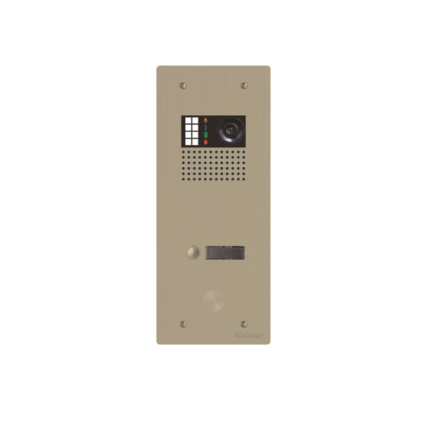 Platine monobloc alu audio/vidéo bus g2p 1 rangée 1 bouton champagne - Golmar - GTV62/101ACH