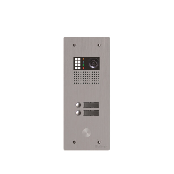 Platine monobloc alu audio/vidéo bus g2p 1 rangée 2 boutons - Golmar - GTV62/102A