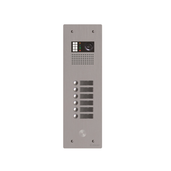 Platine monobloc alu audio/vidéo bus g2p 1 rangée 6 boutons - Golmar - GTV62/106
