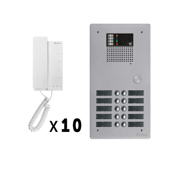 Kit appels audio 10 postes platine aluminium 5mm Golmar - Golmar - GKAG2P/210