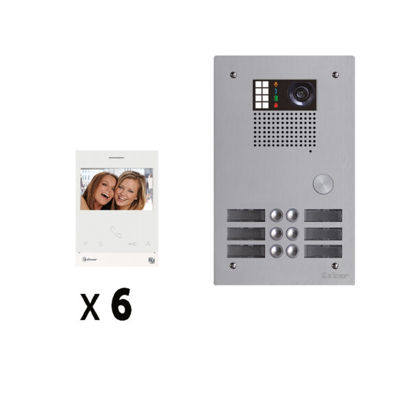 Kit appels vidéo 6 unités platine de rue alu 5mm Golmar - Golmar - GKVG2P/206