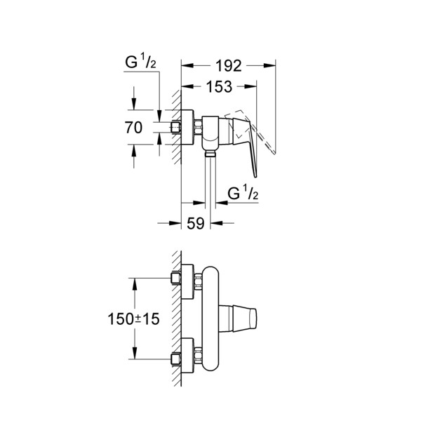 Eurosmart cosmopolitan - mitigeur douche mural - Grohe - 32838000