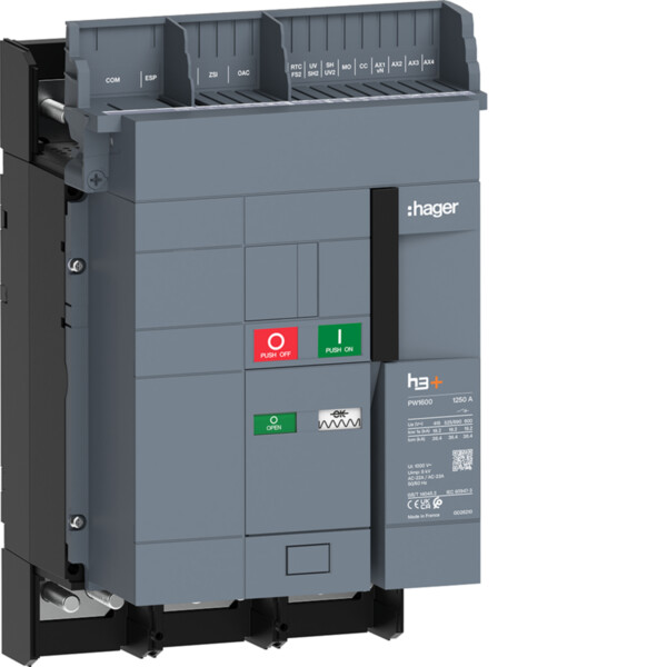 Interrupteur Sectionneur h3+ PW1600 3P 1250A fixe motorisable - Hager - HY1W312FS