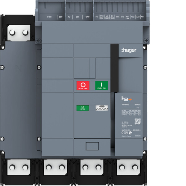Interrupteur Sectionneur h3+ PW1600 4P 1600A fixe motorisable - Hager - HY1W416FS