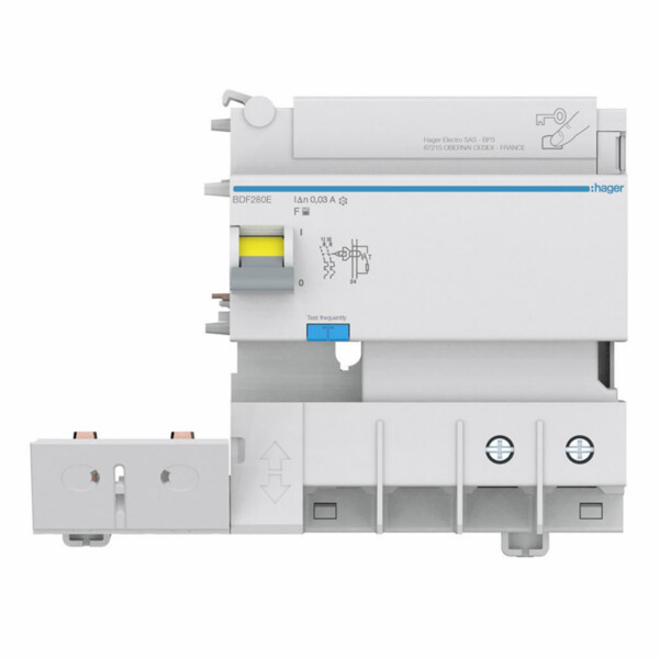 Bloc différentiel 125a 30ma 2p type f à bornes alignées - Hager - BDF280E