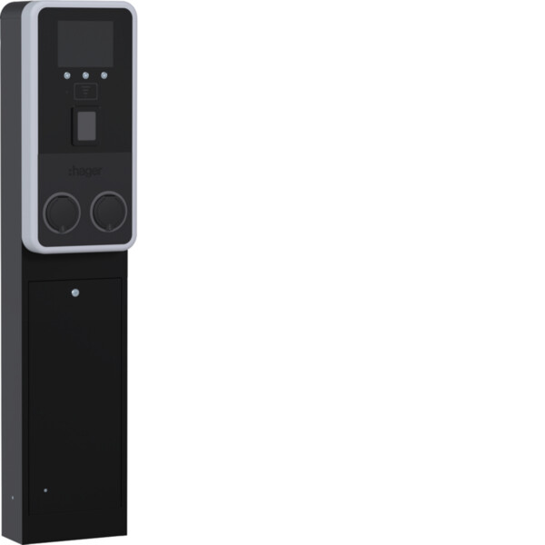 WP2 Totem 2x 22kW, 2xT2S, 1xTE, IP55, IK10, OCCP, 4G, RFID, TPE, Ecran, Protec. - Hager - XVG222SYF