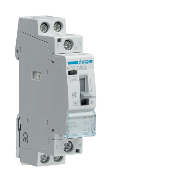 Contacteur jour-nuit 25A 230V 1 module silencieux Hager - Hager - ETC225S