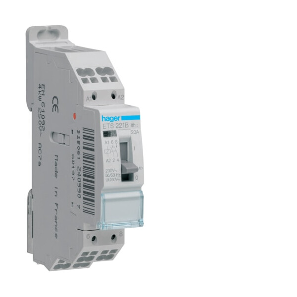 Contacteur jour-nuit 1 module 20A 230V IP2X Hager - Hager - ETS221B