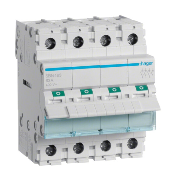 Interrupteur modulaire 4 pôles 63A Hager - Hager - SBN463