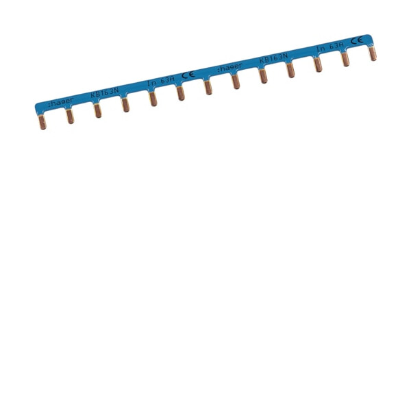 Peigne 63A 1P Hager languette 10mm² 400V bleu 13 modules - Hager - KB163N