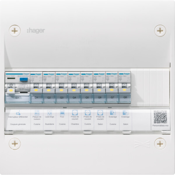Tableau électrique gamma+ 13, pré-équipé 1 rangées, 13 m, quickfix - Hager - GDM113A