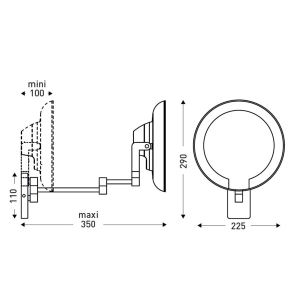 Miroir cosmos lumineux chromé bras tubulaire - JVD - 8661304