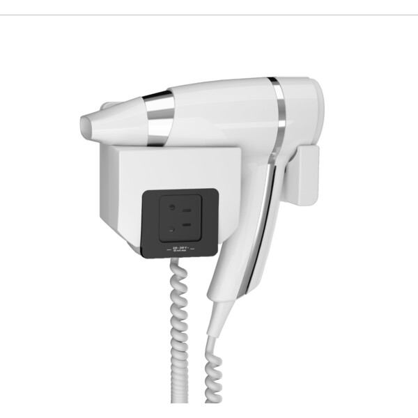 Sèche-cheveux JVD Brittony blanc avec support frontal prise rasoir 230V - JVD - 8221186