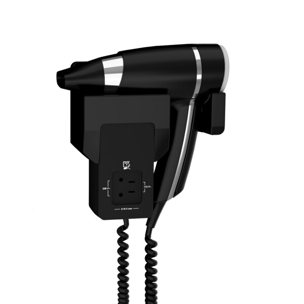 Sèche-cheveux JVD Brittony noir avec support frontal prise rasoir 115/230V  - JVD - 8221190