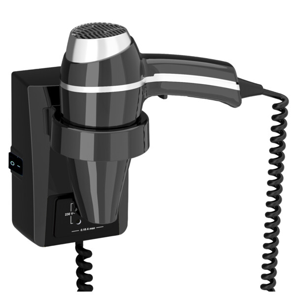 Sèche-cheveux JVD Clipper II noir avec support pirse rasoir 230V et bouton on/off - JVD - 8221205
