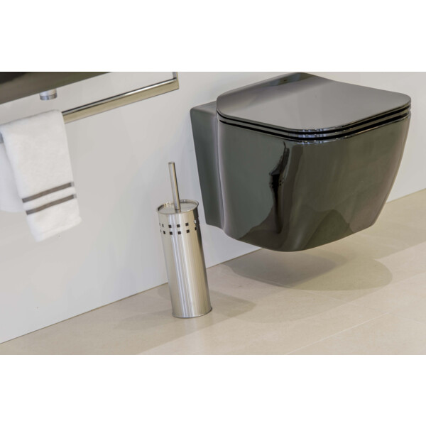 Balai brosse wc + support mural inox brossé - JVD - 8991063