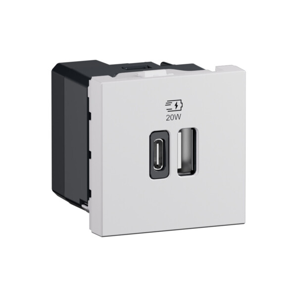 Mosaic prise USB A+C  20W PD 2 modules - Blanc - Legrand - 077592LA