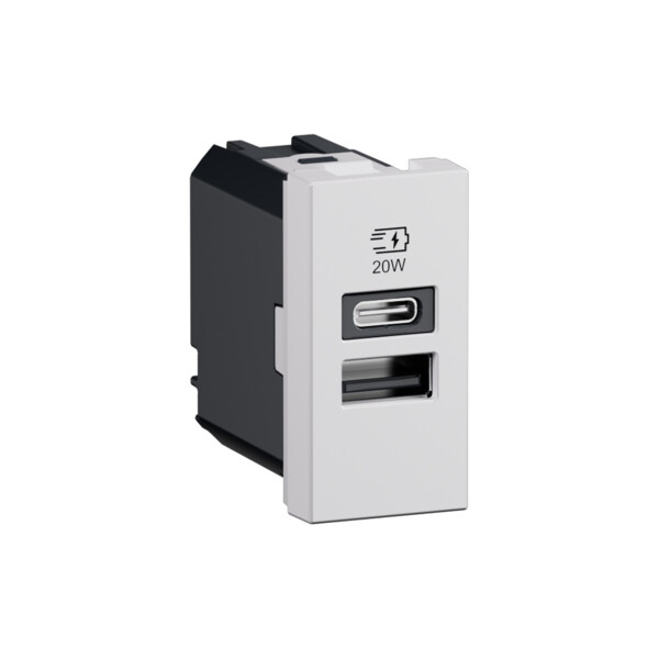 Mosaic prise USB A+C  20W PD 1 module - Blanc - Legrand - 077670LA
