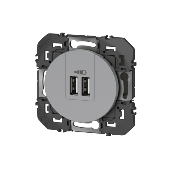 Legrand dooxie chargeur 2 usb a+a 2.4a 12 w alu composable - Legrand - 095257
